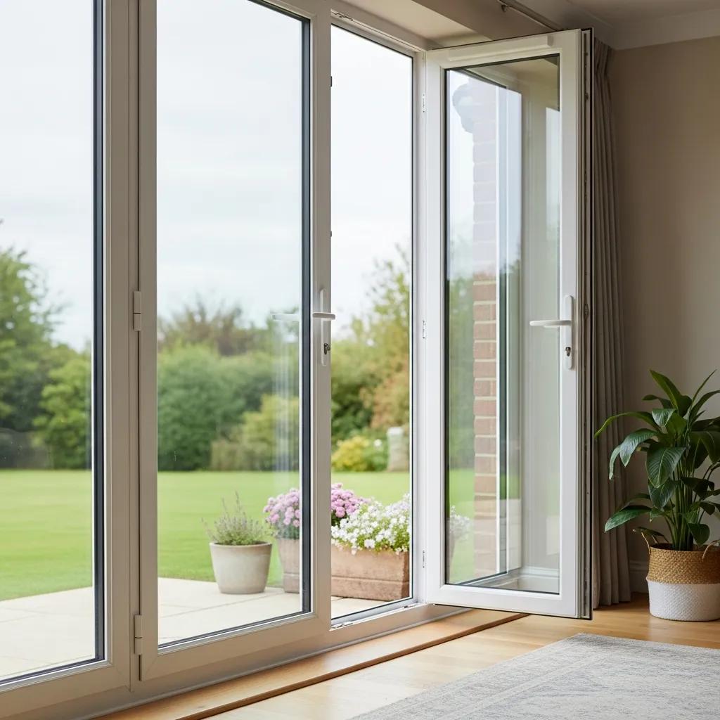 Modern UPVC patio door showcasing energy efficiency and design in a home setting