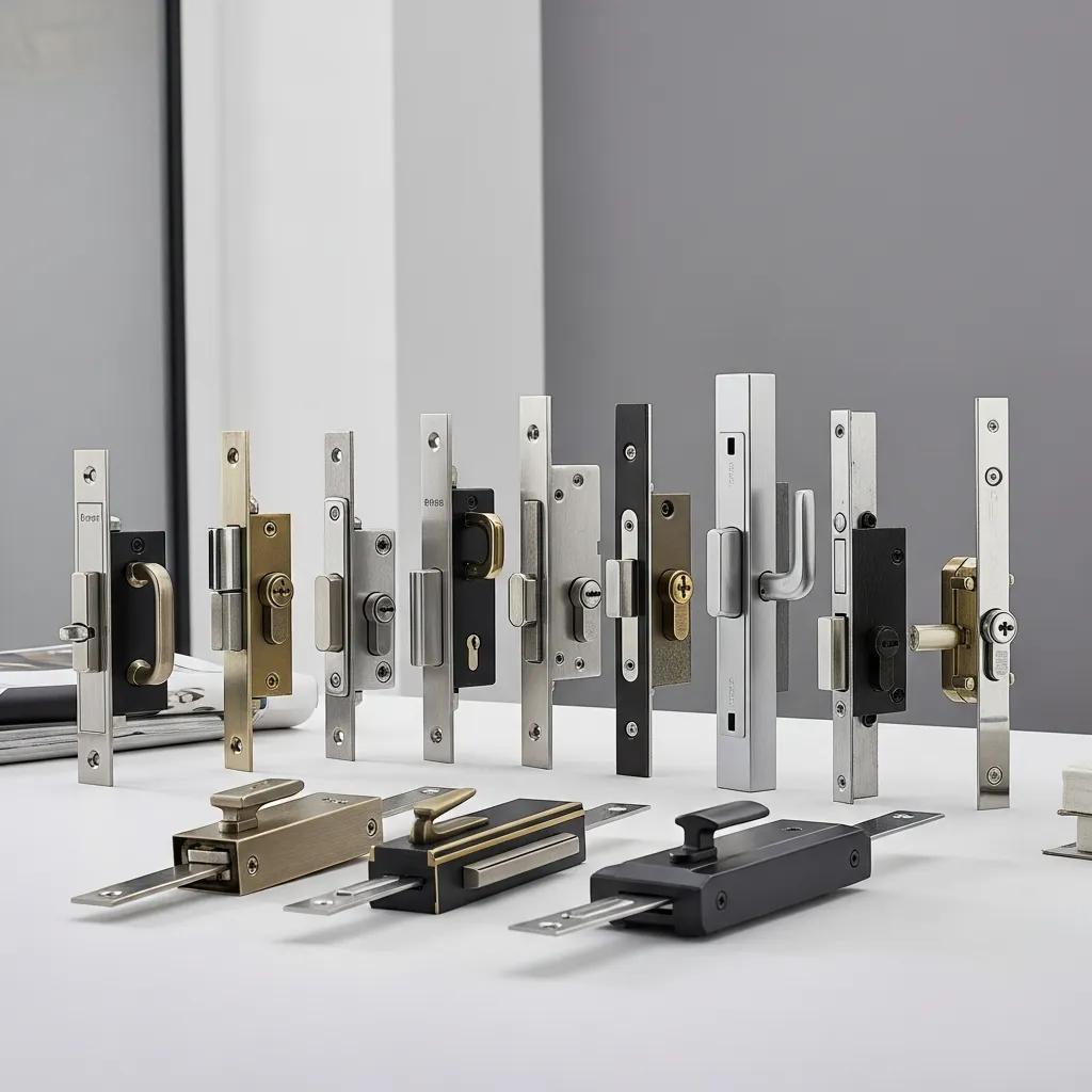 Variety of door locks displayed on a table, representing options for replacement over repair