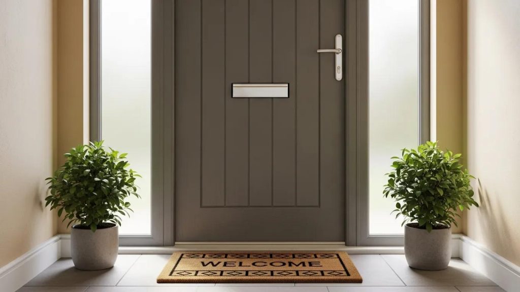 Modern uPVC door with a secure lock in a welcoming entryway