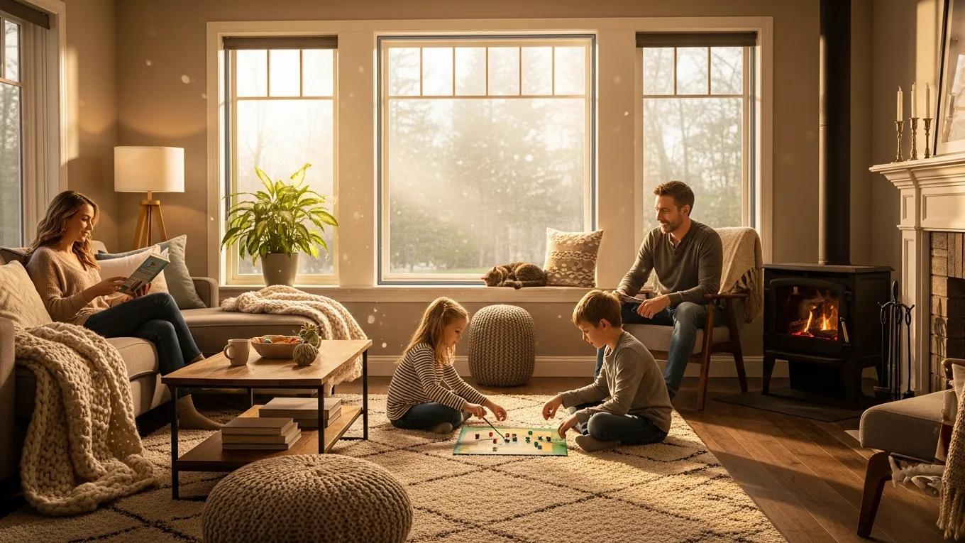 Family enjoying comfort in a home with professionally replaced window seals