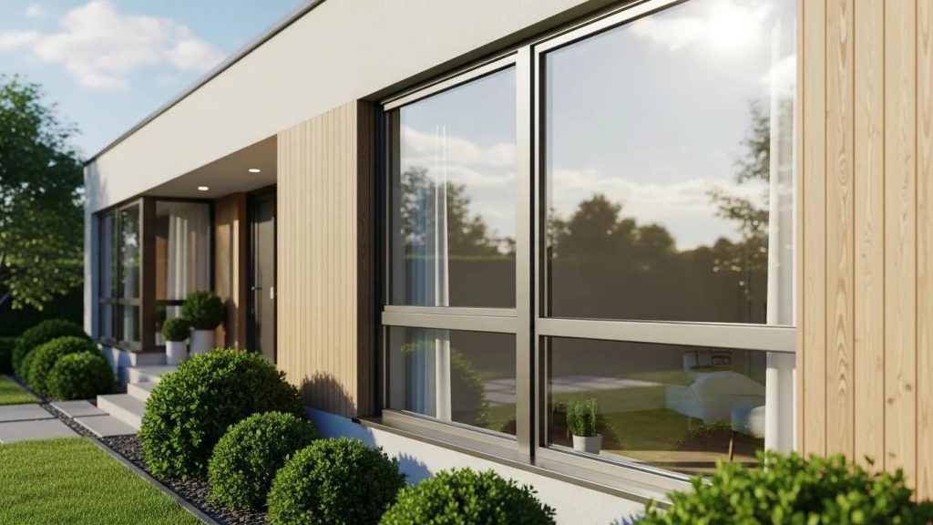 Modern home with double-glazed windows highlighting energy efficiency and insulation