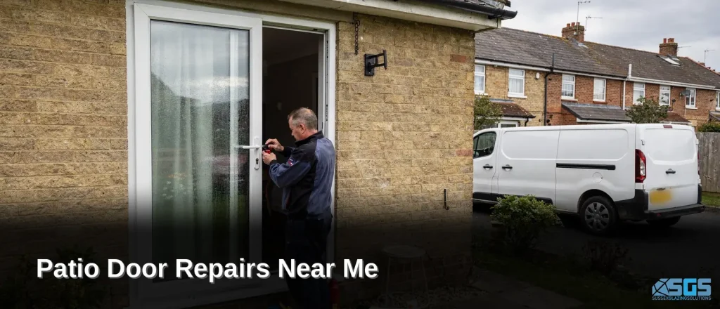 Sticking, fogging, and outdated performance are common signs a patio door needs attention.; Sussex Glazing