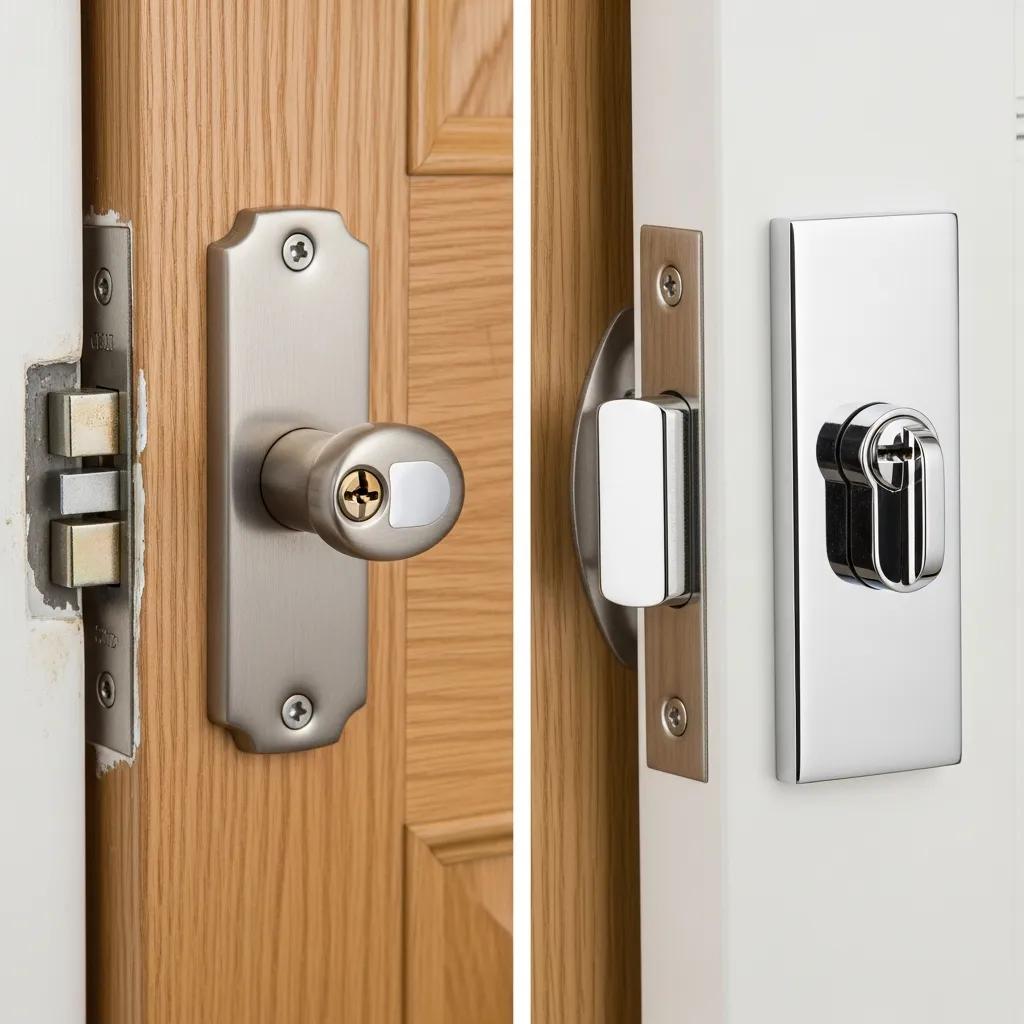 Comparison of a repaired door lock and a new door lock
